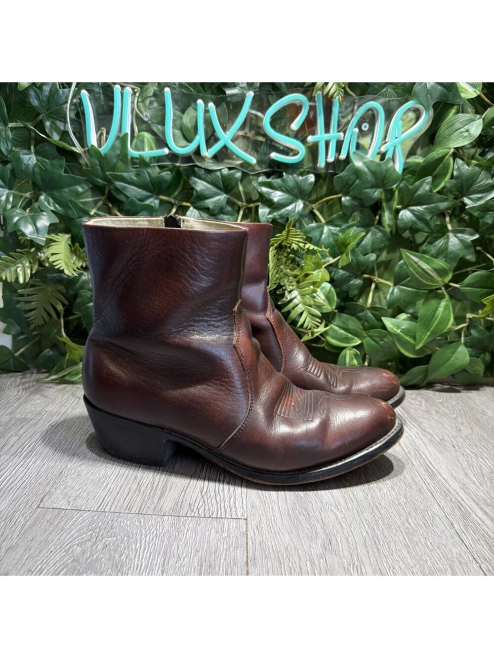 Vintage Durango DB954 Men’s 8.5D Ankle Cowboy Boots Side Zip Brown Leather